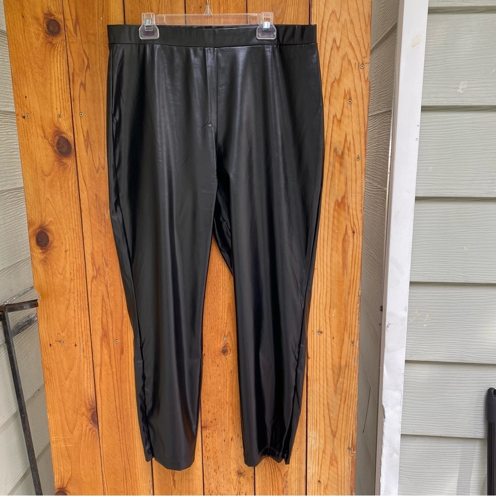 Women’s H by Halston Faux Leather Black Leggings Pants NWOT